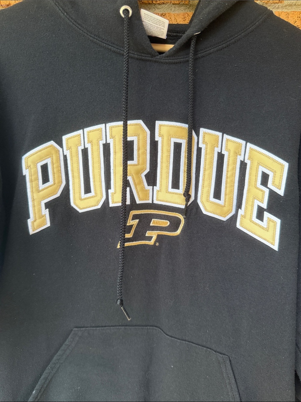 Jerzees Purdue Boilermakers Black Pullover Hoodie Gold Applique NCAA Mens M - Picture 6 of 6